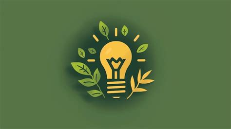 Green Light Bulb With Leaves Around It Symbolizing Ecofriendly Energy