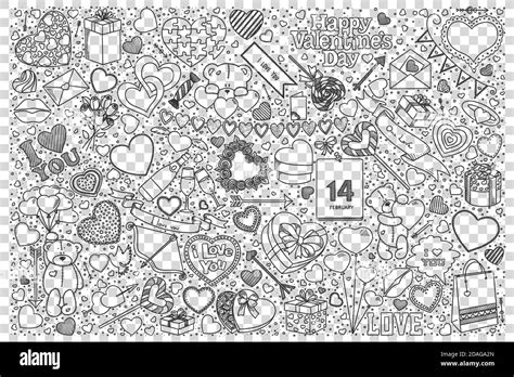 Valentines Day Doodle Set Stock Vector Image Art Alamy