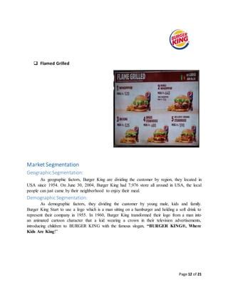 Burger King Project Presentation Report Pdf