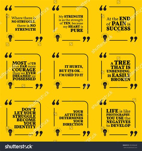 Set Motivational Quotes About Struggle Strength: vector de stock (libre