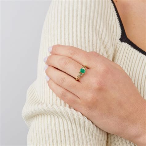 14K Gold Emerald Trinity Knot Ring CladdaghRings