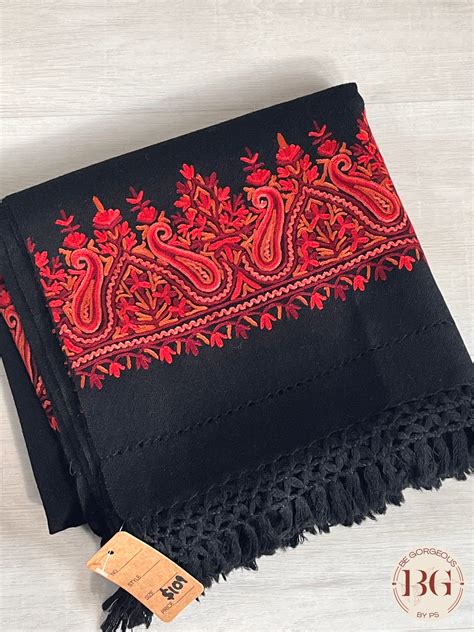 Kashmiri Embroidery Shawl on pure wool black – BeGorgeousByPS