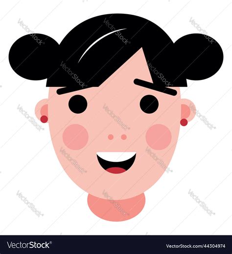 Girl with hair in buns on a white background Vector Image