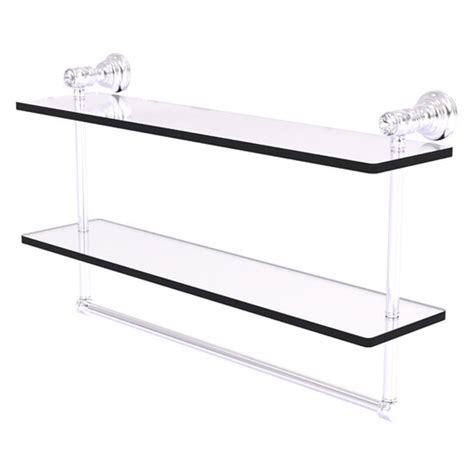 Carolina Crystal Collection 16 W Or 22 W Wall Mounted Bathroom Double Glass Shelf With Towel