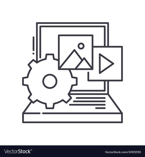 Content Production Concept Icon Linear Isolated Vector Image