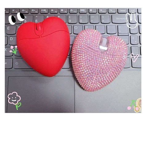 24ghz Bluetooth Double Mode Mouse Cute Pink Red Heart Diamond