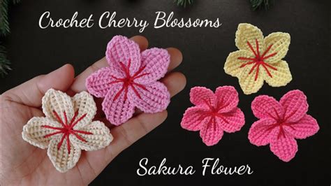 How To Crochet Cherry Blossoms Sakura Flowers Tunisian Stitch