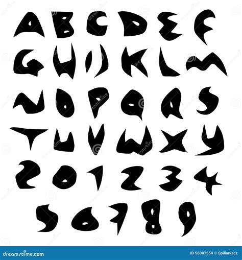 Creepy Alphabet Sharp Vector Fonts In Black Over White Stock Vector ...