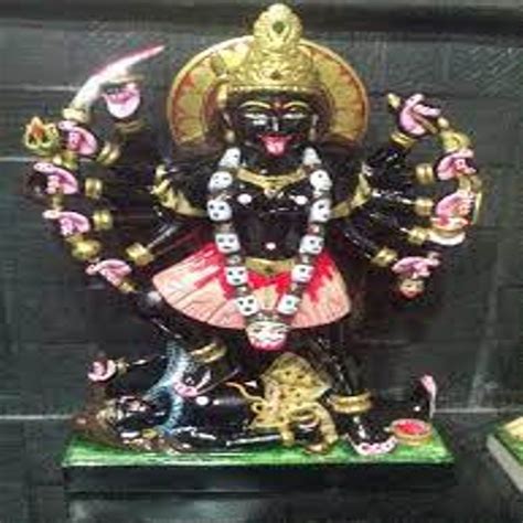 Painted Hindu Black Marble Kali Maa Statue For Temple Size Inch