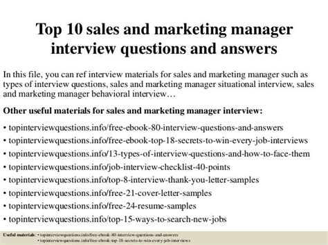 Top 10 Sales And Marketing Manager Interview Questions And Answers