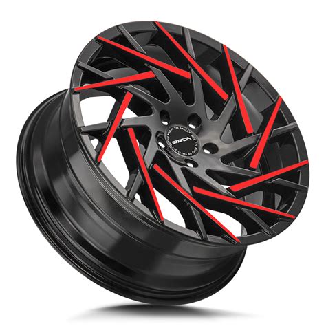 The Nido Wheel By Strada In Gloss Black Machined Red Tips Strada Wheels