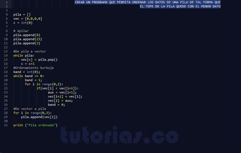 Pilas Python Ordenar Datos De Pila Tutorias Co