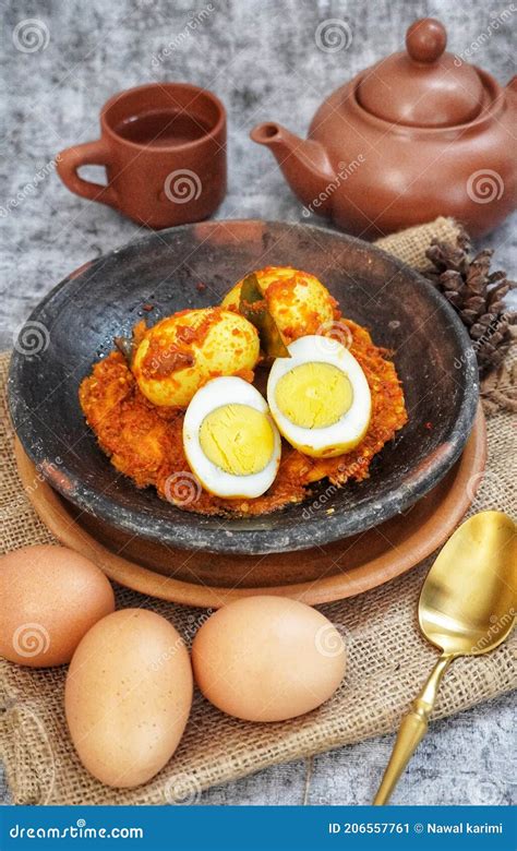 Delicious Traditional Food Egg Boiled Spicy With Red Pepper Called