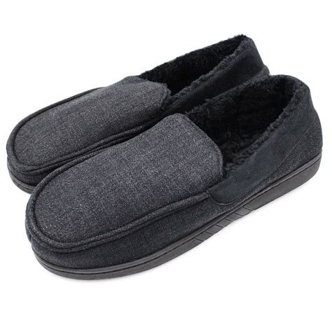 Ventana Men S Shoes Moccasin House Slippers Faux Fur Lined House