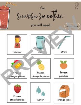 Visual Recipe Sunrise Smoothie By Heidi Filatov TPT