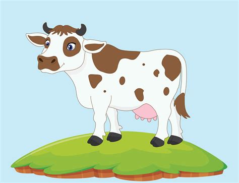 Cow standing on grass field. Vector Illustration 29779071 Vector Art at ...