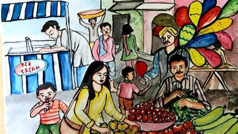 Vegetable Market Sketch