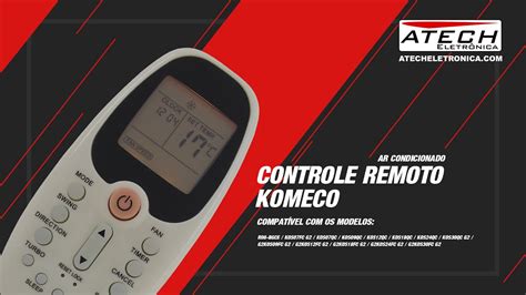 Controle Remoto Ar Condicionado Komeco KOS09QC 780432 YouTube