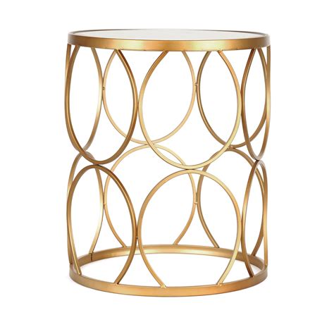 Gold Circles Mirrored Side Table Gold Circle Mirror Circle Mirror Gold End Table