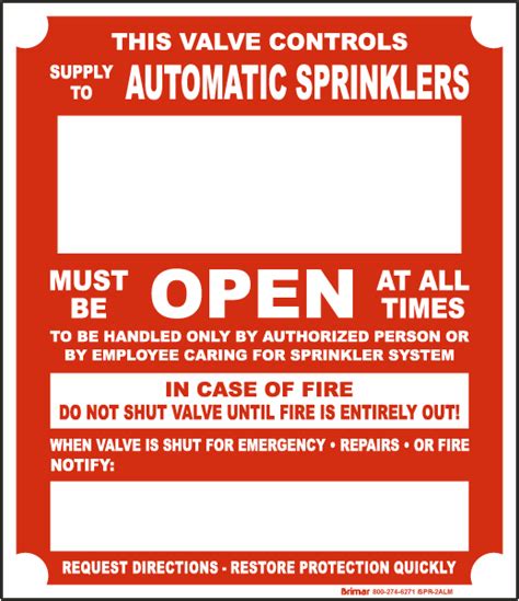 Supply To Automatic Sprinkler Sign Pipemarker