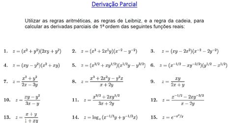 Derivadas Parciais Exercícios Resolvidos Edukita