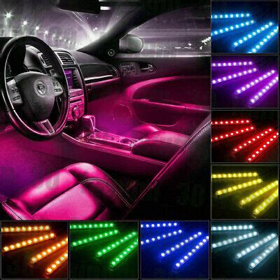 4Pcs 9LED Remote Control Colorful RGB Car Interior Floor Decor 12V