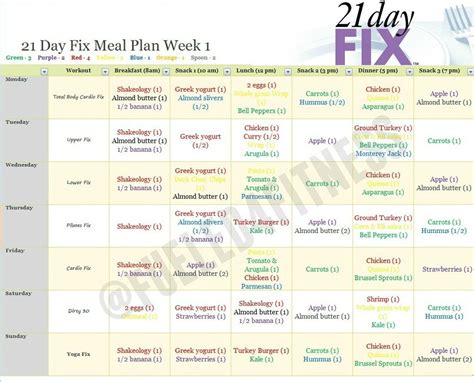 Free 21 Day Fix Meal Plan For 1200 1499 Calorie Bracket Simple Fast Delicious 21 Df And 21