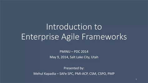 Introduction To Enterprise Agile Frameworks Ppt