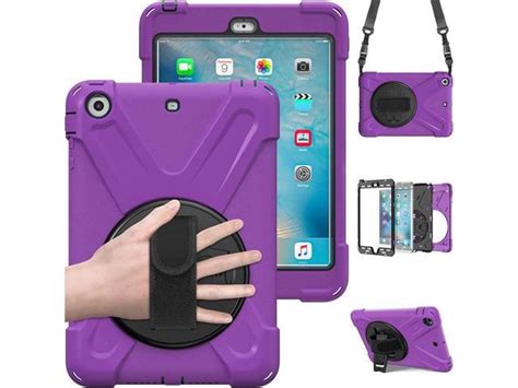 Ipad Mini Case Ipad Mini 1 2 3 Case Cover With 360 Degree Rotating Kickstand Hand Grip Strap