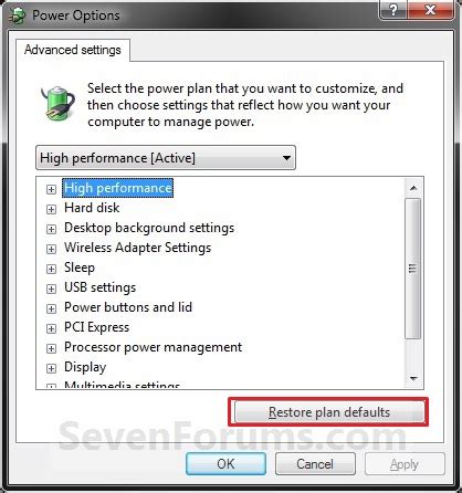 Power Plan Restore Default Settings Tutorials