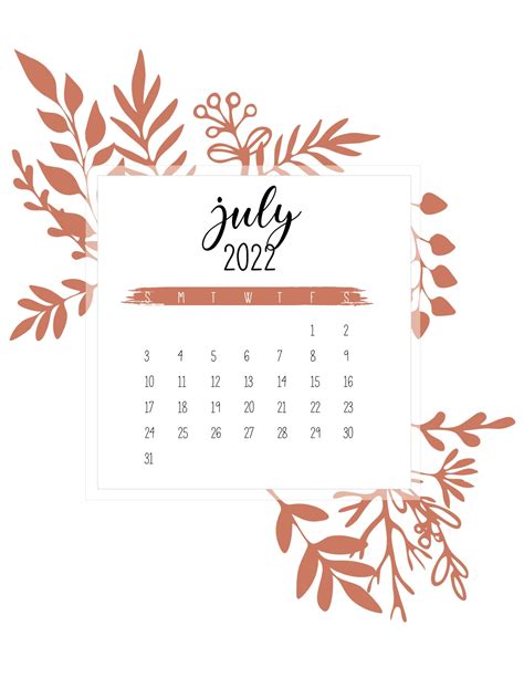 July Calendar 2022