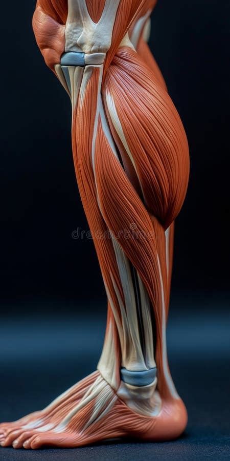 Human Leg Muscles and Tendons in a Runner S Stance on Dark Background ...