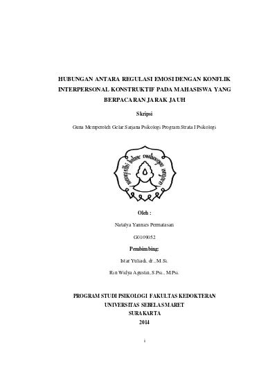 Hubungan Antara Regulasi Emosi Dengan Konflik Interpersonal Konstruktif