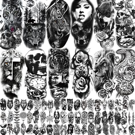 Buy XIYOKA 72 Sheets Temporary Tattoos Include 12 Sheets Large Black