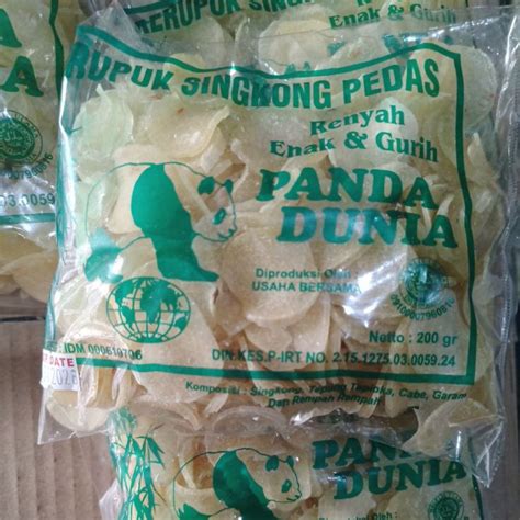 Jual Kerupuk Singkong Pedas Cap Panda Dunia 200gram Krupuk Mentah