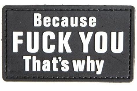 Because Fuck You Thats Why PVC Rubber Offensive Morale Patch Just For Patches