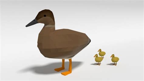 3D Model Low Poly Cartoon Gadwall Duck VR AR Low Poly CGTrader