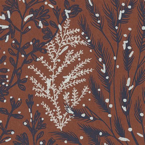 Papier Peint Motif Isoete Terracotta Blossom Casamance