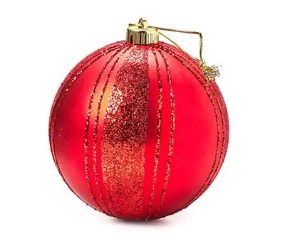 Winter Wonder Lane Red Glitter Line Jumbo Ball Ornament | Big Lots