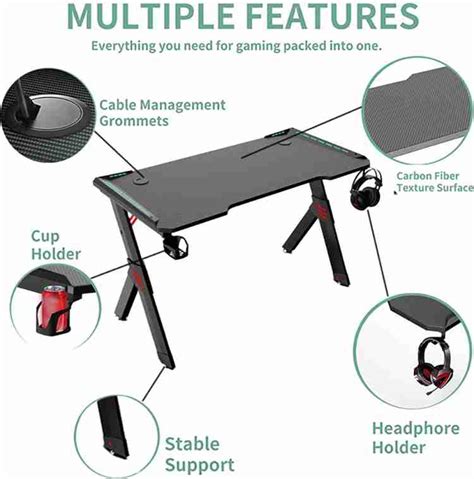 Gaming PC Table With LED lightsGaming Desk with RGB LED Lights, Comput