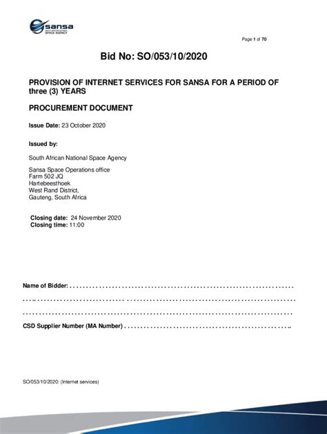 Fillable Online Scm F Rfq Page Of Request For Sansa Fax