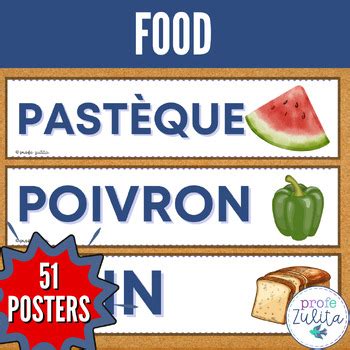 French Classroom Decor 51 Food Vocabulary Posters La Nourriture Word Wall