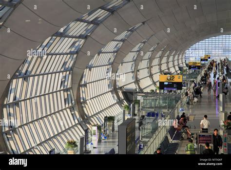 Thailand Bangkok Suvarnabhumi Airport Departure Gates Stock Photo