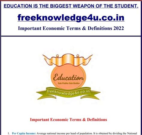 Important Economic Terms And Definitions 2022 Free Download Pdf Education