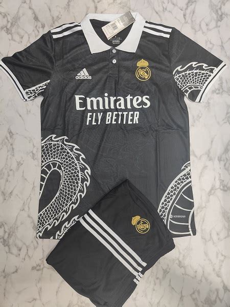 Real Madrid Black Special Dragon Football Jersey 23/24 Set - The Venu Sports Shop