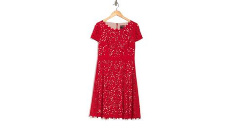 Shani Laser Cutting Fit And Flare Dress Red Nude Compare Prices