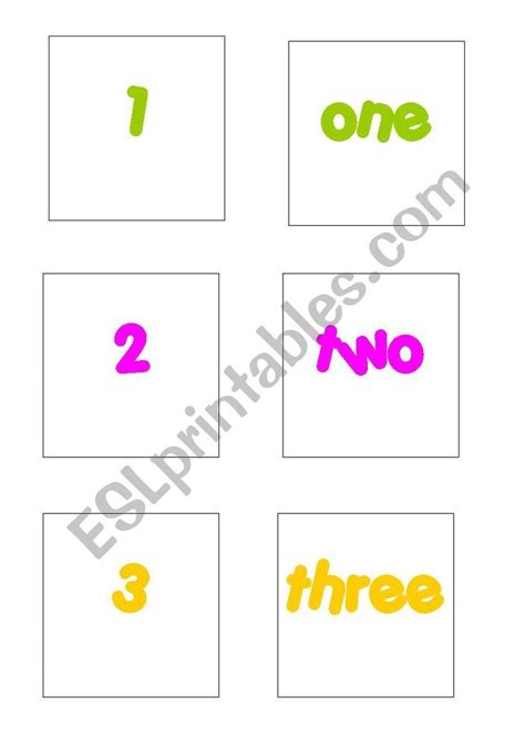 Numbers Flashcards For Esl Students