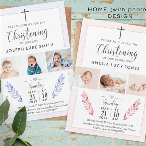 Baptism Invitation Including Photos Personalised Christening Etsy UK