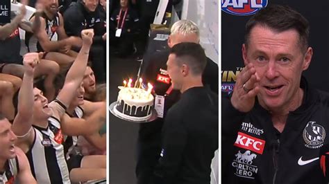 Afl 2023 Craig Mcrae Birthday Celebrations Cake In Rooms Post Match