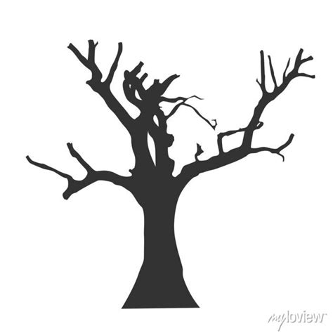 Naked Tree Silhouette On White Backgrounds Hand Drawn Isolated Wall